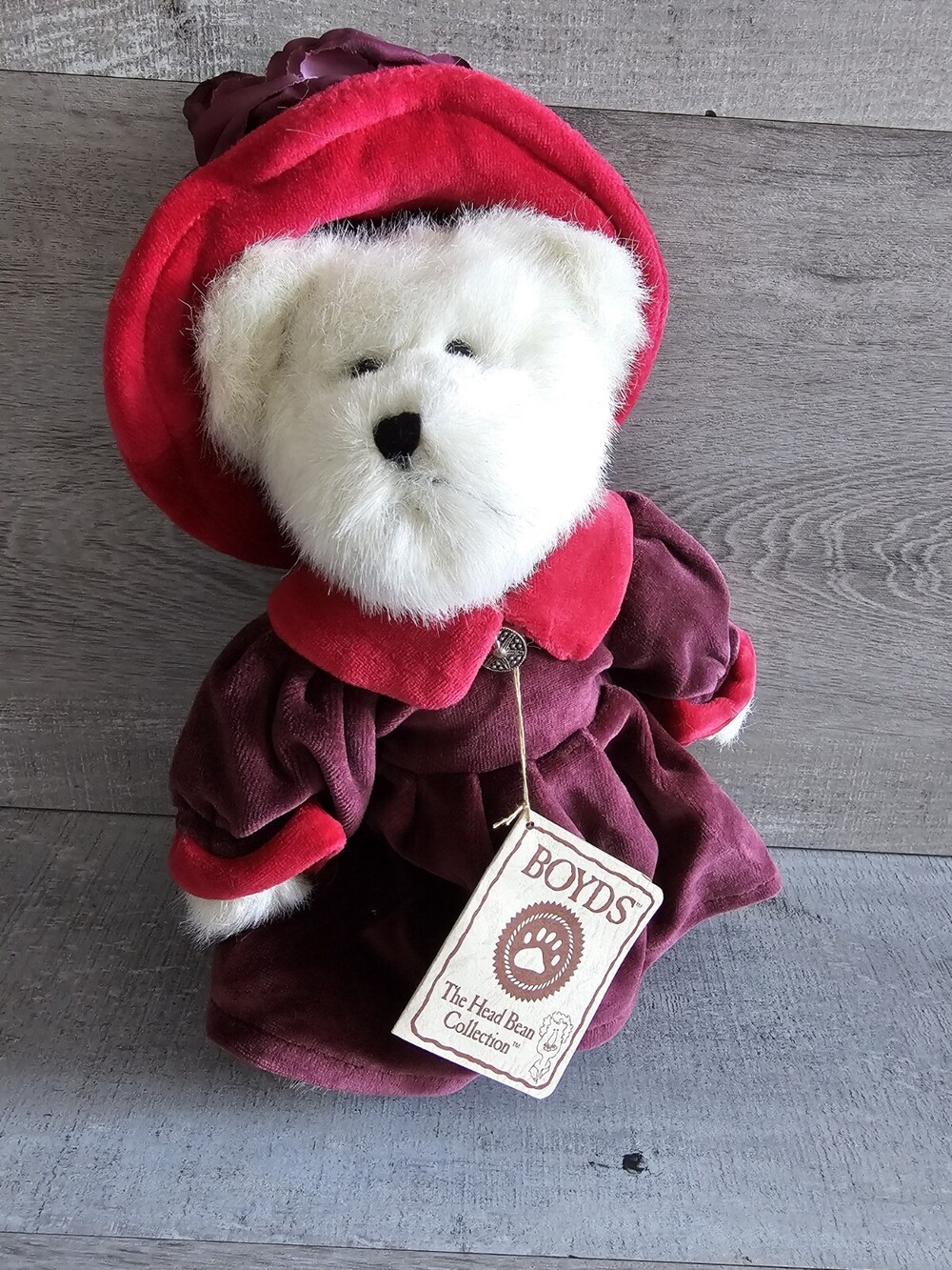 New Boyds Bears Ms. Rouge Chapeau Red Hat Society 10" Plush Bear Tags Retired